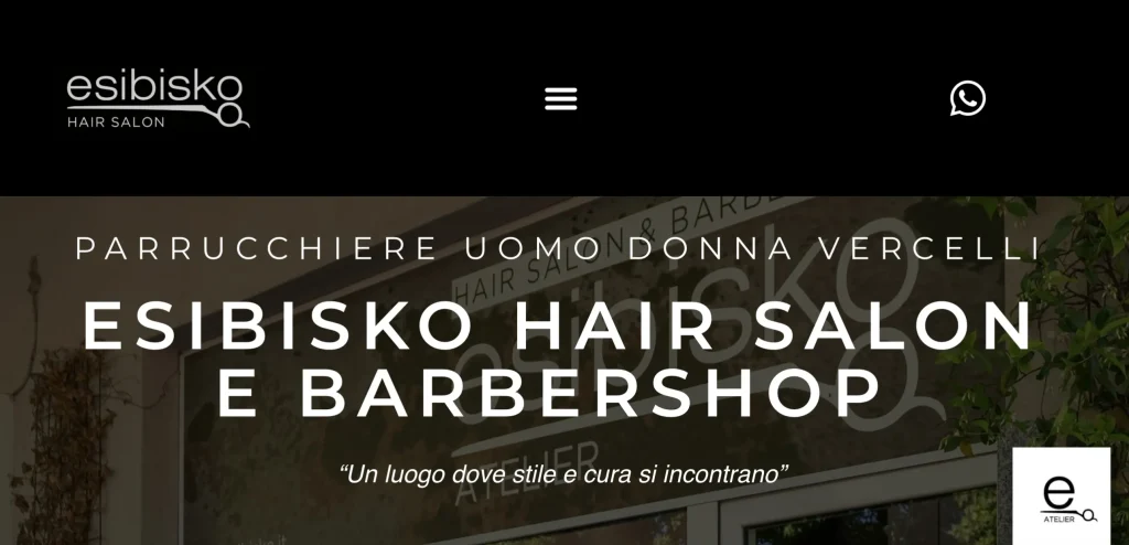 Homepage Esibisko Atelier vista da cellulare